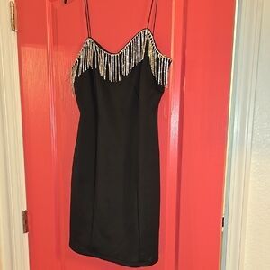 Elegant Black Dress with Silver Accents